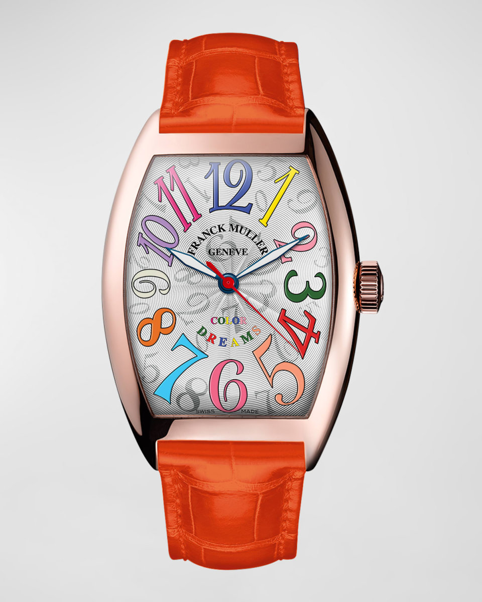 Cintree Curvex 18K Rose Gold Watch with Alligator Strap